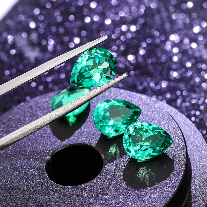 Wholesale Loose Gemstones Pear Shape Lab Grown Ghrysoberyl Emerald Gemstone for Jewelry Making Loose From China Factory