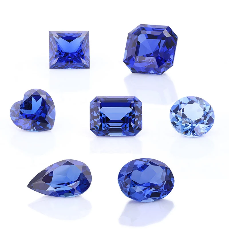 Royal Blue Sapphire Stone Oval Pear Emerald Cut Lab Grown Dark Blue Sapphire