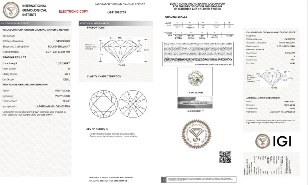Starsgem Igi Certificate 1.01 Carat H Vs1 CVD Lab Grown Diamond Synthesis Loose Diamond Gemstone in Stock