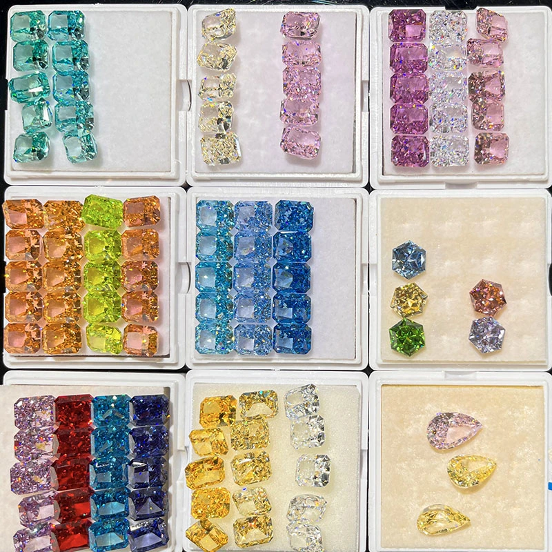 Wuzhou 9A Lab Created Champagne Loose Gemstone Fancy Emerald Cut Cubic Zirconia for Jewelry Making