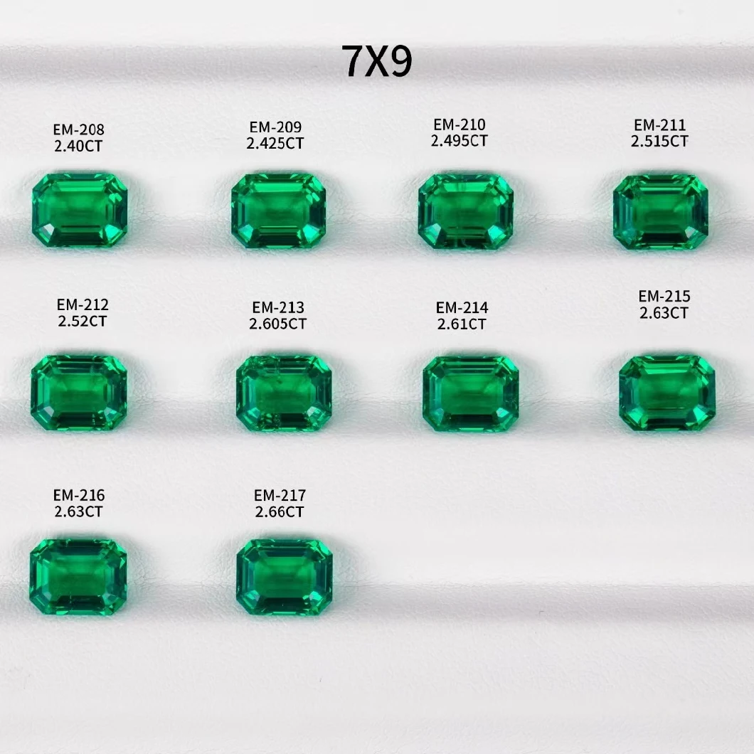 Messi Gems Factory Stock 7*9mm Emerald Cut Hydrothermal Columbia Lab Created Emeralds
