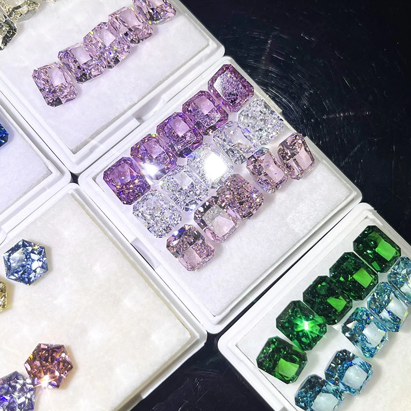 Wuzhou 9A Lab Created Champagne Loose Gemstone Fancy Emerald Cut Cubic Zirconia for Jewelry Making