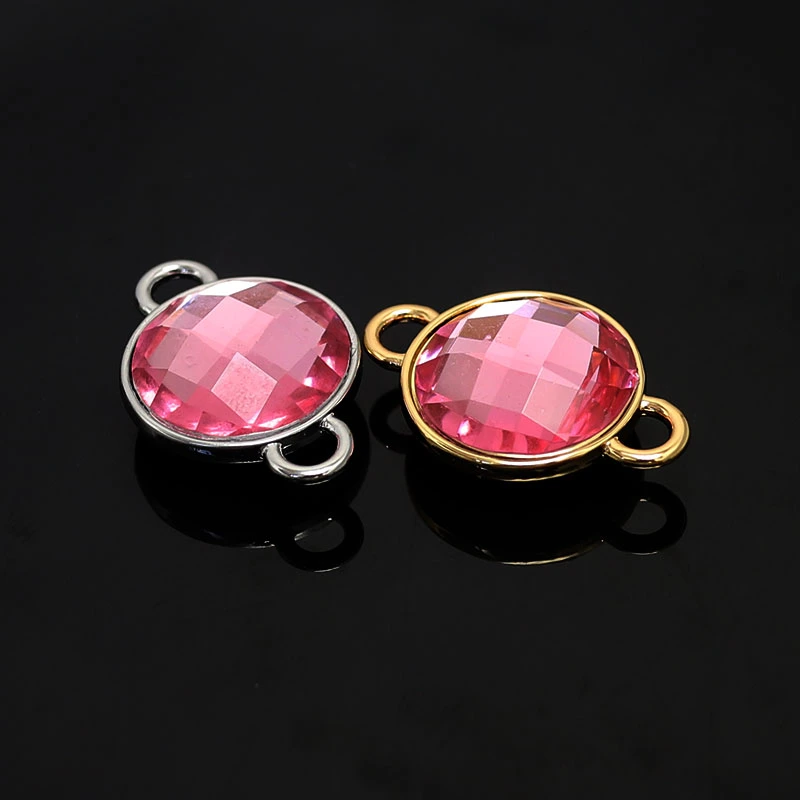 Round Pendant Fashion Jewelry Making Accessories Smoothly Natural Gemstone Connector AC21012