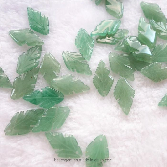 Natural Green Aventurine Carved Leaf 16X29mm Gemstone for DIY