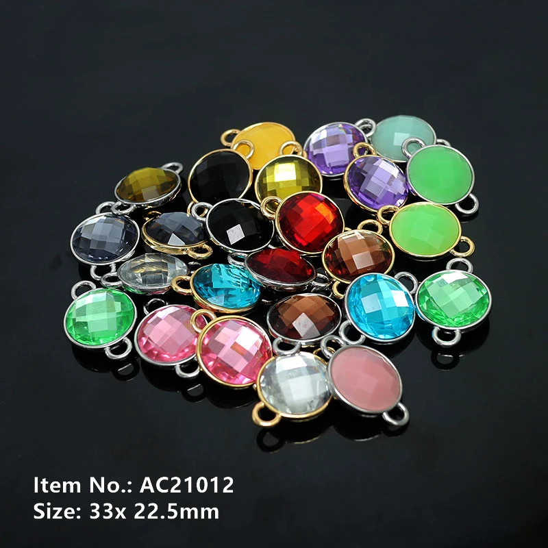 Round Pendant Fashion Jewelry Making Accessories Smoothly Natural Gemstone Connector AC21012