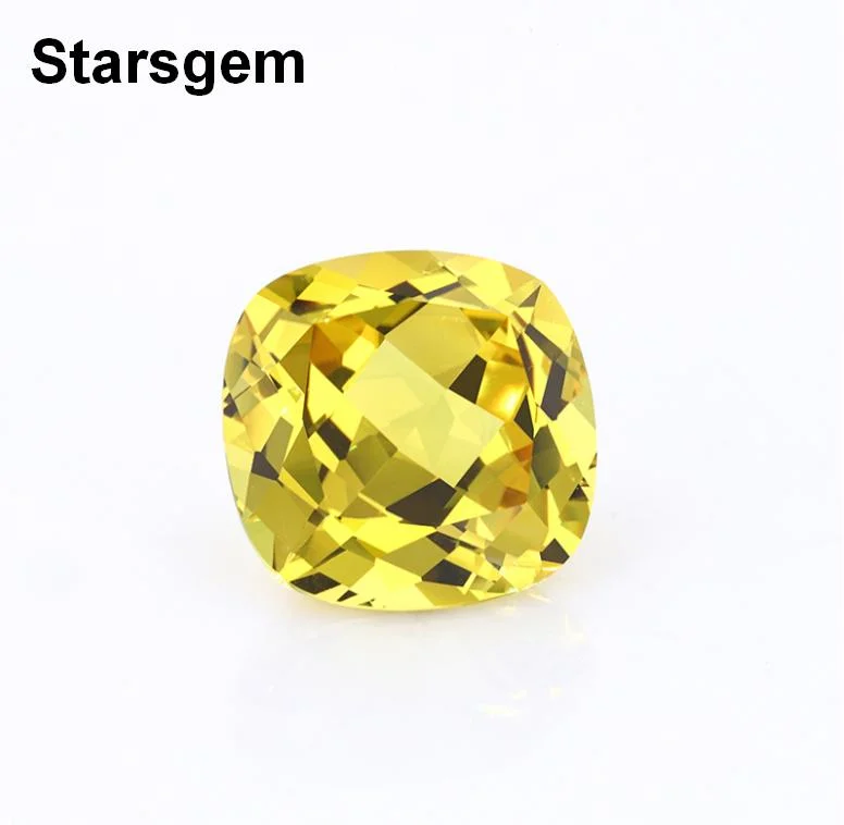 Starsgem for Jewelry Making 3CT Man Made Lab Created 8*8mm 8mm Cushion Cut Yellow Sapphire