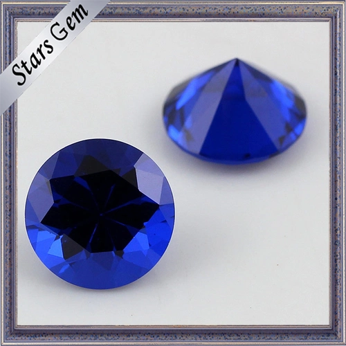 113# Aqua Blue Round Machine Cut Factory Direct Sales Artificial Spinel Gemstone for Jewelry