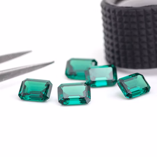 Lab Created Loose Gem Stone Cultivate Emerald Gemstone Loose Jewelry Stone Oct 6X8 Zambia Emeralds for Jewelry