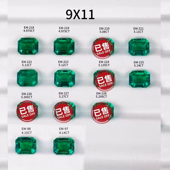 Messi Gems Factory Stock Mixed Size Emerald Cut Hydrothermal Columbia Lab Created Emeralds